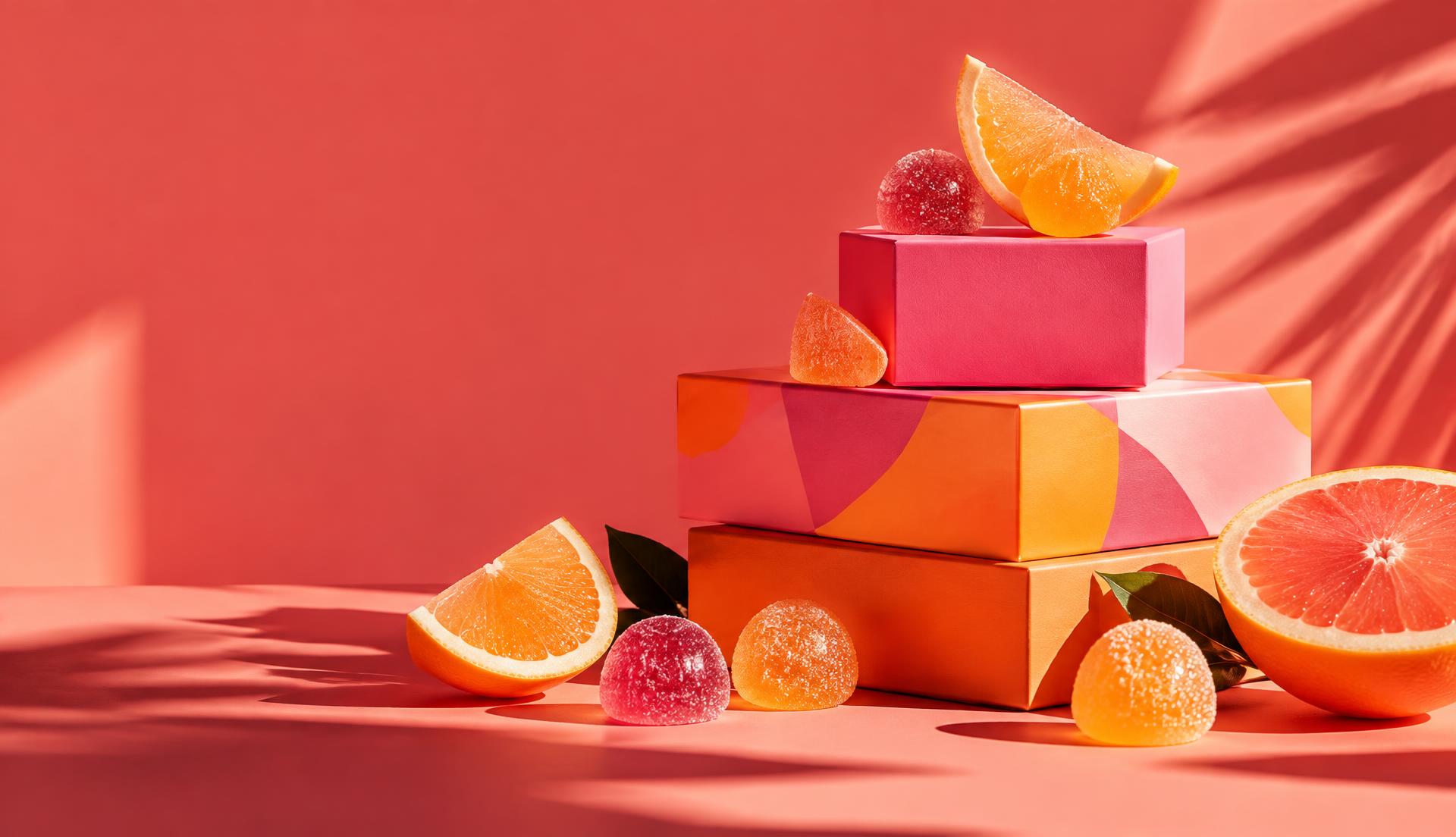 Summer citrus sweets and gift boxes